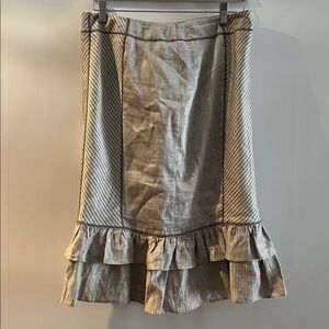 Chic Striped Ruffle Hem Pencil Skirt